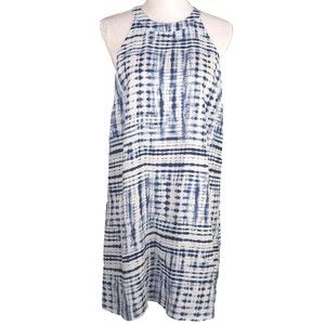 Cynthia Rowley Women's MED Blue 100% Linen Tie Dye Halter Neck Dress